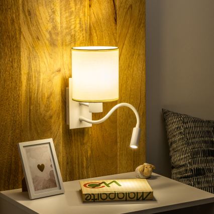 Brilagi - LED Candeeiro de parede flexível NUBILA 1xE27/25W/230V + LED/3W branco/creme