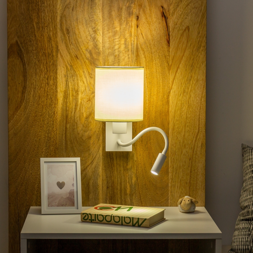 Brilagi - LED Candeeiro de parede flexível NUBILA 1xE27/25W/230V + LED/3W branco/creme