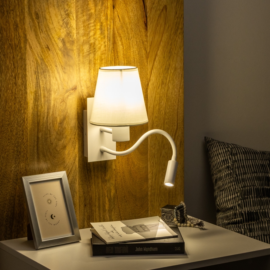 Brilagi - LED Candeeiro de parede flexível NUBILA 1xE27/25W/230V + LED/3W branco