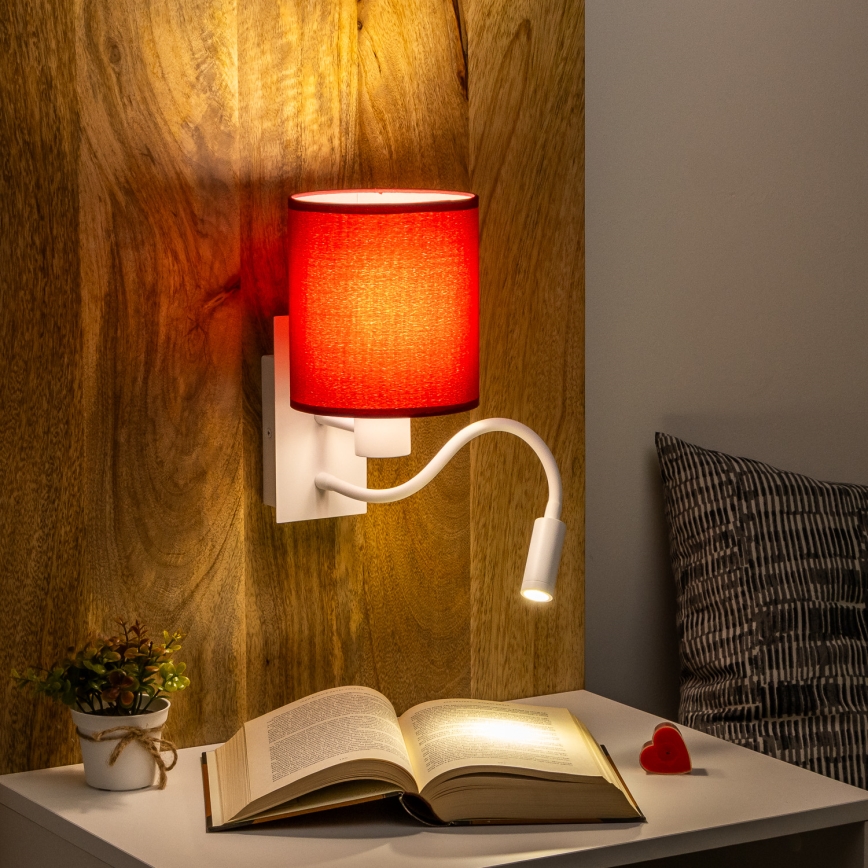Brilagi - LED Candeeiro de parede flexível NUBILA 1xE27/25W/230V + LED/3W branco/Pompeiano vermelho