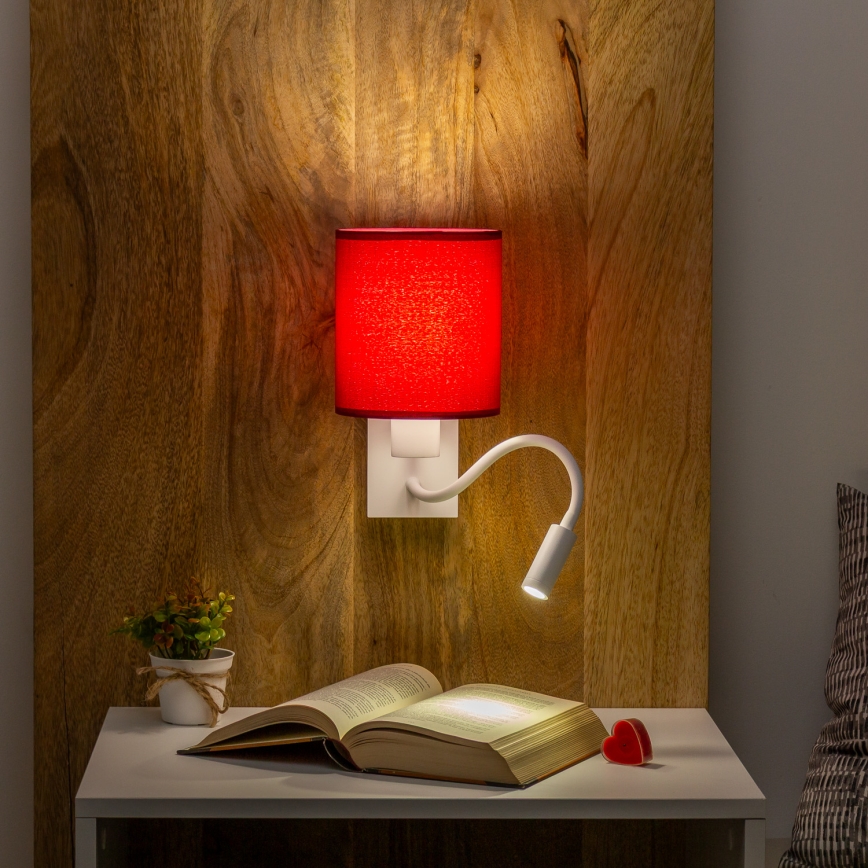 Brilagi - LED Candeeiro de parede flexível NUBILA 1xE27/25W/230V + LED/3W branco/Pompeiano vermelho