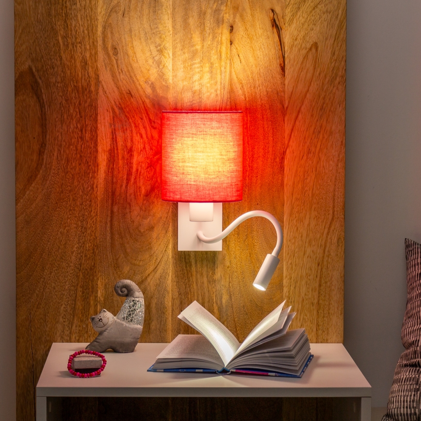 Brilagi - LED Candeeiro de parede flexível NUBILA 1xE27/25W/230V + LED/3W branco/rosa