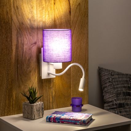 Brilagi - LED Candeeiro de parede flexível NUBILA 1xE27/25W/230V + LED/3W branco/roxo