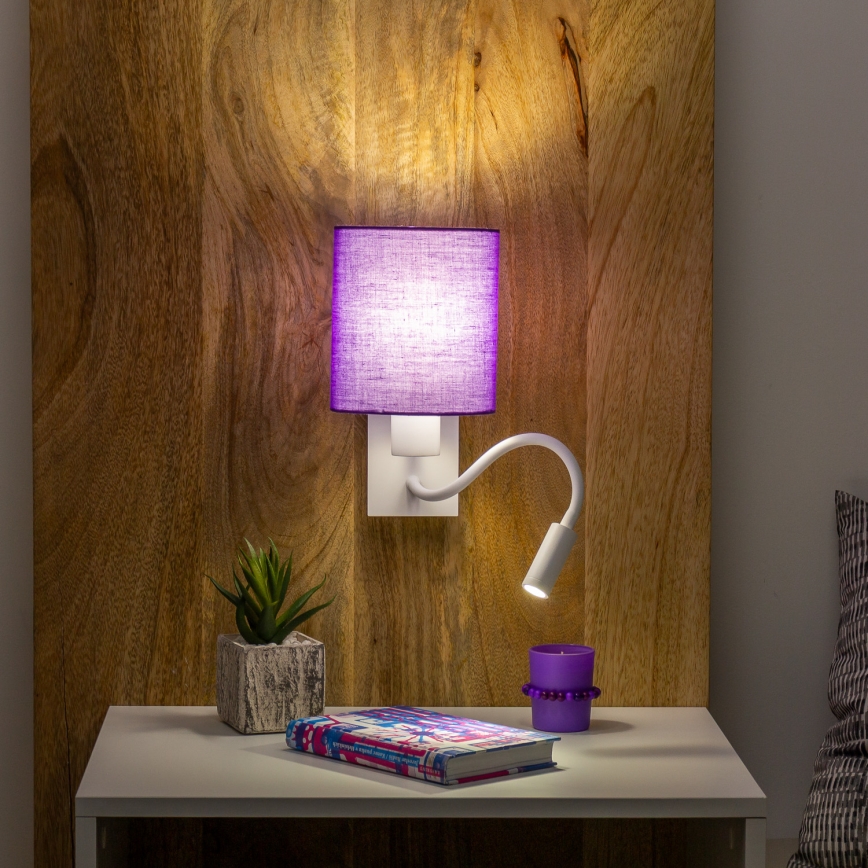 Brilagi - LED Candeeiro de parede flexível NUBILA 1xE27/25W/230V + LED/3W branco/roxo