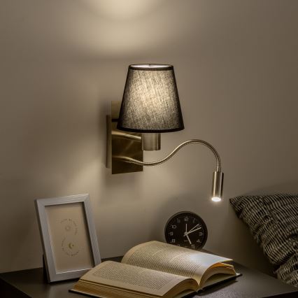 Brilagi - LED Candeeiro de parede flexível NUBILA 1xE27/25W/230V + LED/3W cromado mate/preto