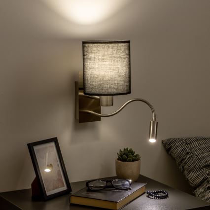 Brilagi - LED Candeeiro de parede flexível NUBILA 1xE27/25W/230V + LED/3W cromado mate/preto
