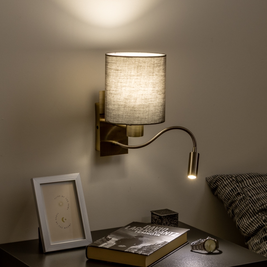 Brilagi - LED Candeeiro de parede flexível NUBILA 1xE27/25W/230V + LED/3W latão/antracite