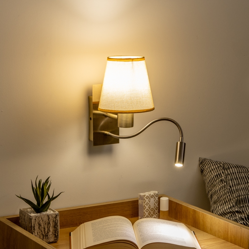 Brilagi - LED Candeeiro de parede flexível NUBILA 1xE27/25W/230V + LED/3W latão/castanho claro