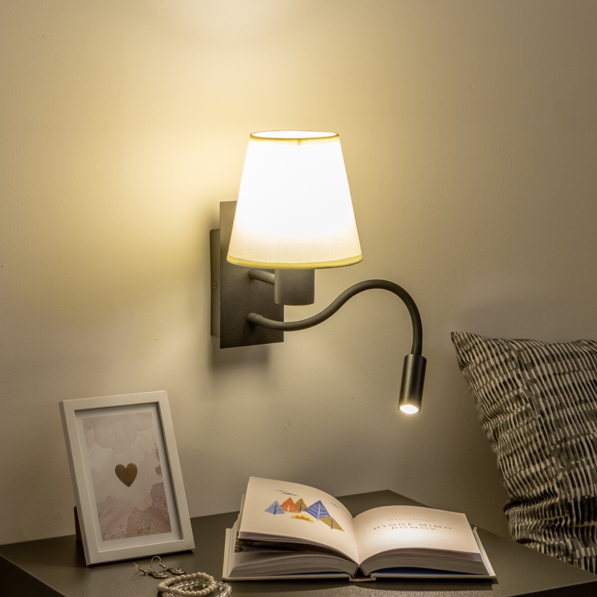 Brilagi - LED Candeeiro de parede flexível NUBILA 1xE27/25W/230V + LED/3W preto/creme
