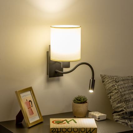 Brilagi - LED Candeeiro de parede flexível NUBILA 1xE27/25W/230V + LED/3W preto/creme