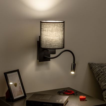 Brilagi - LED Candeeiro de parede flexível NUBILA 1xE27/25W/230V + LED/3W preto