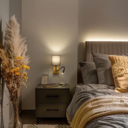 Brilagi - LED Candeeiro de parede flexível NUBILA WOOD 1xE27/25W/230V + LED/3W carvalho/antracite