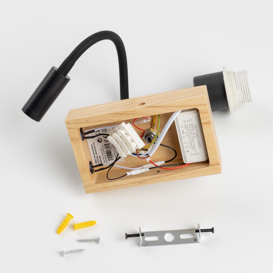 Brilagi - LED Candeeiro de parede flexível NUBILA WOOD 1xE27/25W/230V + LED/3W carvalho/branco