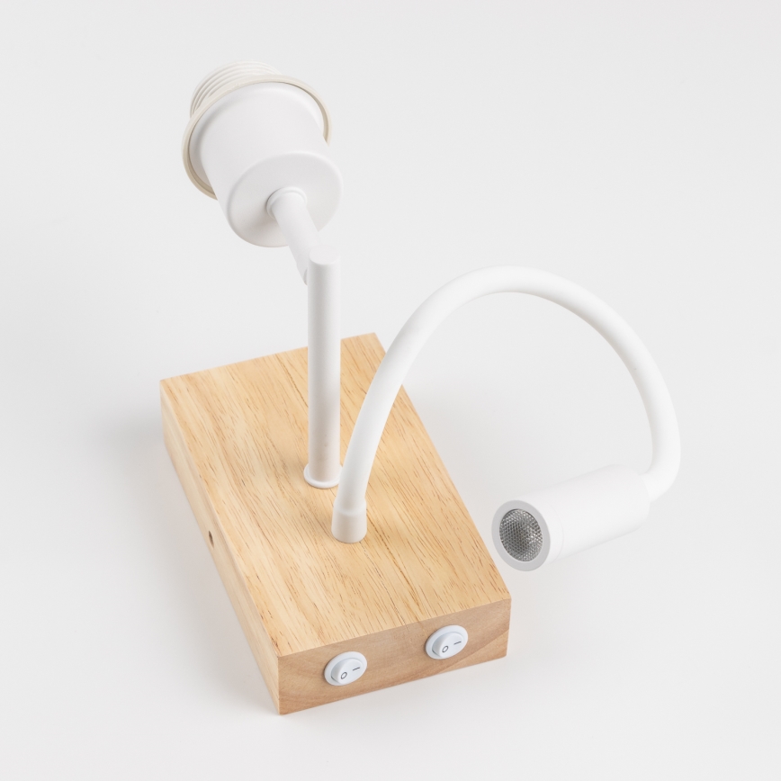 Brilagi - LED Candeeiro de parede flexível NUBILA WOOD 1xE27/25W/230V + LED/3W carvalho/castanho claro