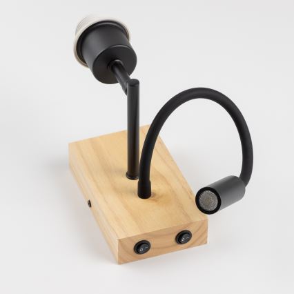 Brilagi - LED Candeeiro de parede flexível NUBILA WOOD 1xE27/25W/230V + LED/3W carvalho/castanho