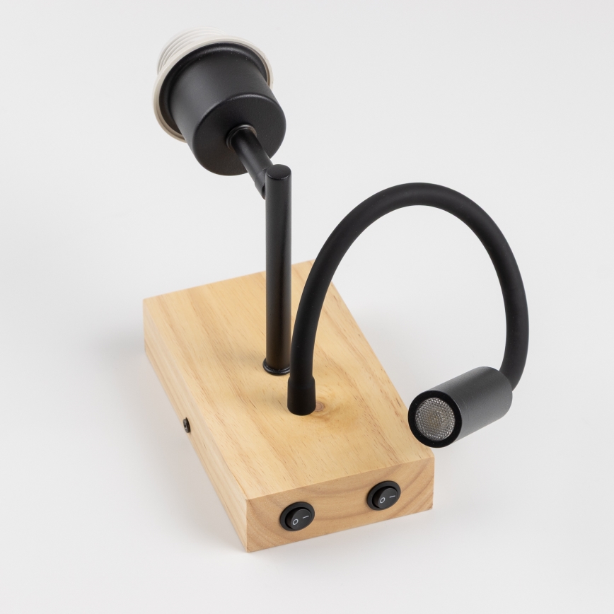 Brilagi - LED Candeeiro de parede flexível NUBILA WOOD 1xE27/25W/230V + LED/3W carvalho/castanho