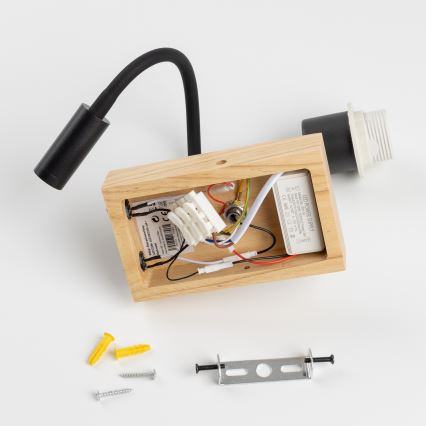 Brilagi - LED Candeeiro de parede flexível NUBILA WOOD 1xE27/25W/230V + LED/3W carvalho/castanho