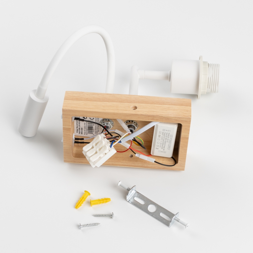 Brilagi - LED Candeeiro de parede flexível NUBILA WOOD 1xE27/25W/230V + LED/3W carvalho/cinzento