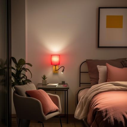 Brilagi - LED Candeeiro de parede flexível NUBILA WOOD 1xE27/25W/230V + LED/3W carvalho/rosa