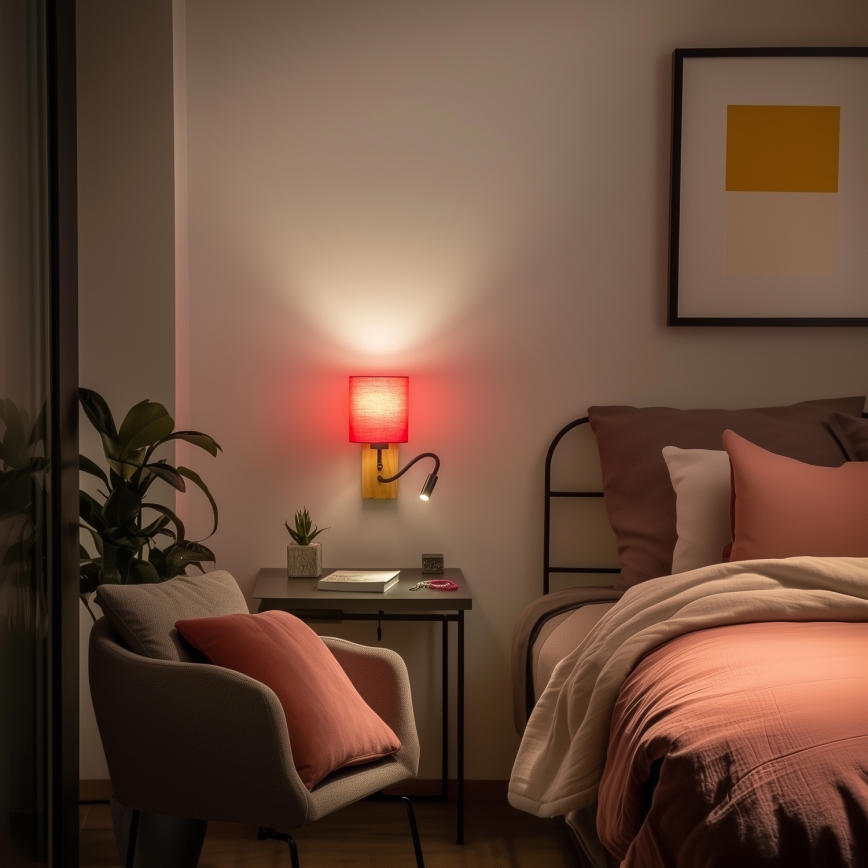 Brilagi - LED Candeeiro de parede flexível NUBILA WOOD 1xE27/25W/230V + LED/3W carvalho/rosa