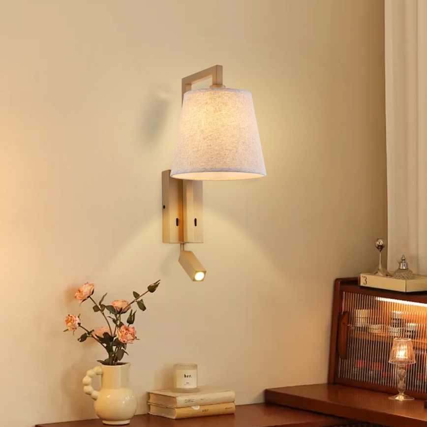 Brilagi - Candeeiro de parede LED RAYAS 1xE14/40W/230V + LED/3W linho/bege