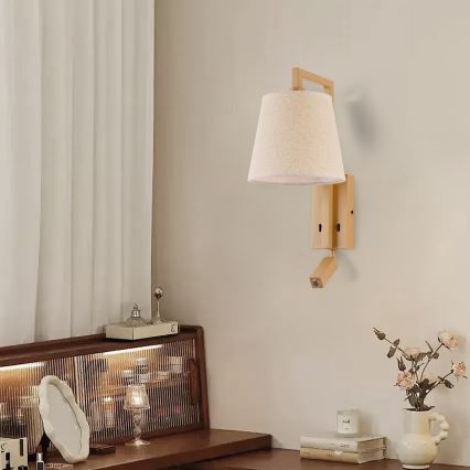 Brilagi - Candeeiro de parede LED RAYAS 1xE14/40W/230V + LED/3W linho/bege