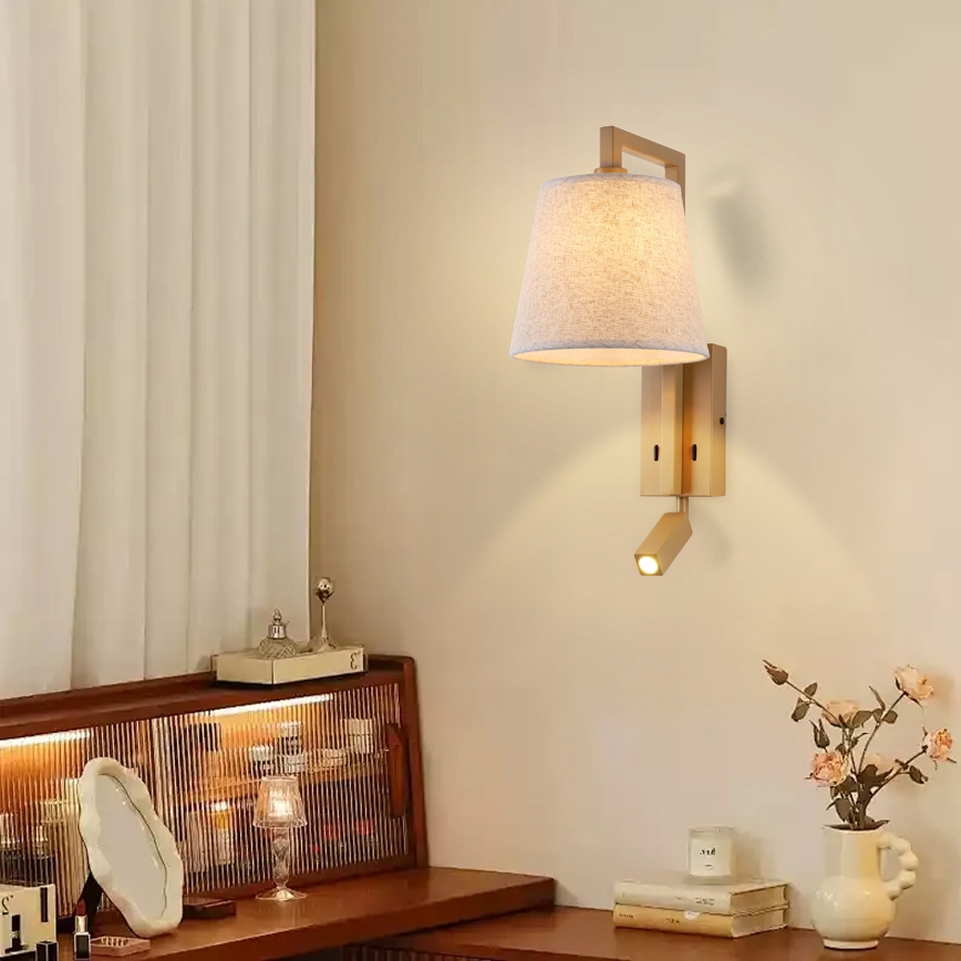 Brilagi - Candeeiro de parede LED RAYAS 1xE14/40W/230V + LED/3W linho/bege