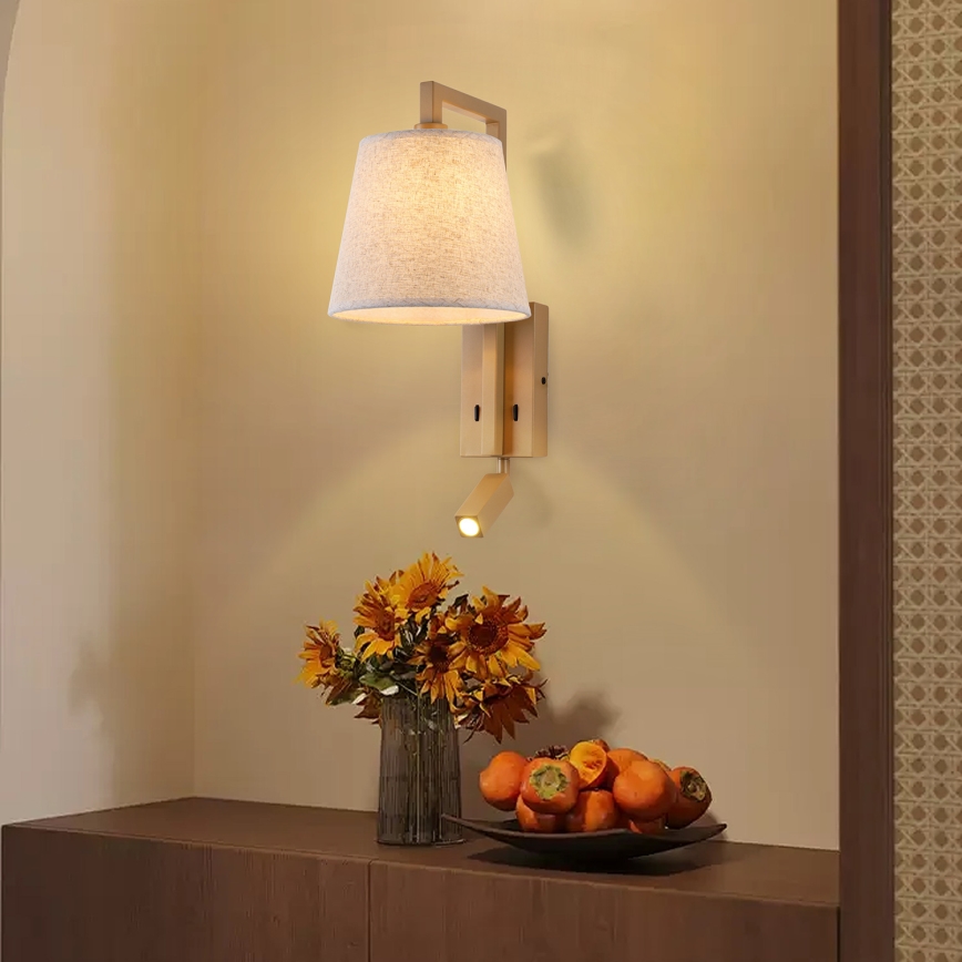 Brilagi - Candeeiro de parede LED RAYAS 1xE14/40W/230V + LED/3W linho/bege