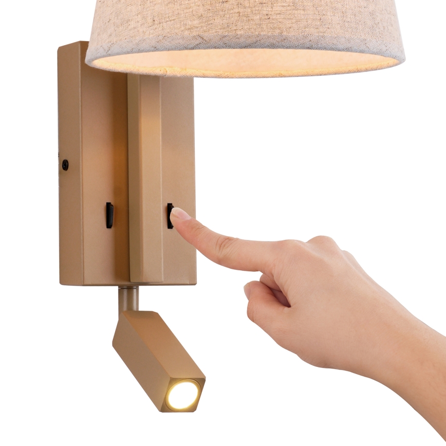 Brilagi - Candeeiro de parede LED RAYAS 1xE14/40W/230V + LED/3W linho/bege
