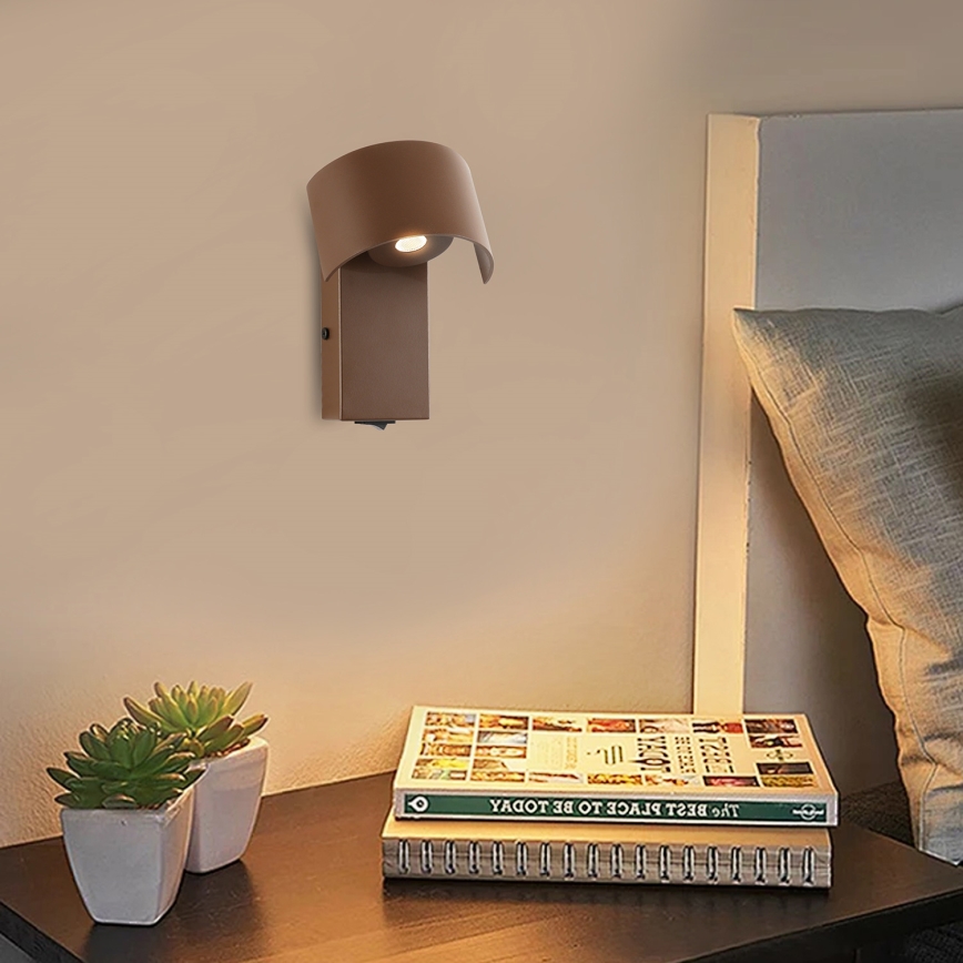 Brilagi - Candeeiro de parede LED VASTO LED/3W/230V castanho