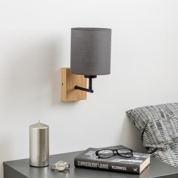 Brilagi - Candeeiro de parede NUBILA WOOD 1xE27/25W/230V carvalho/antracite