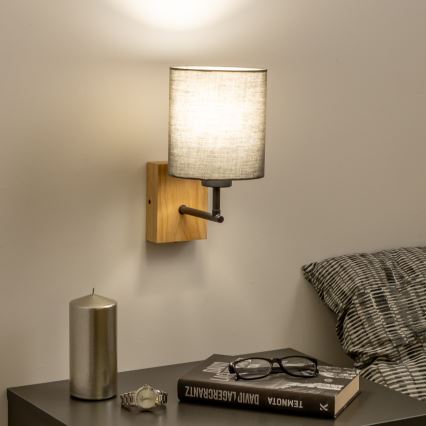 Brilagi - Candeeiro de parede NUBILA WOOD 1xE27/25W/230V carvalho/antracite