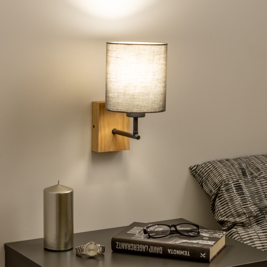 Brilagi - Candeeiro de parede NUBILA WOOD 1xE27/25W/230V carvalho/antracite
