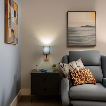Brilagi - Candeeiro de parede NUBILA WOOD 1xE27/25W/230V carvalho/azul escuro