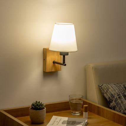 Brilagi - Candeeiro de parede NUBILA WOOD 1xE27/25W/230V carvalho/branco
