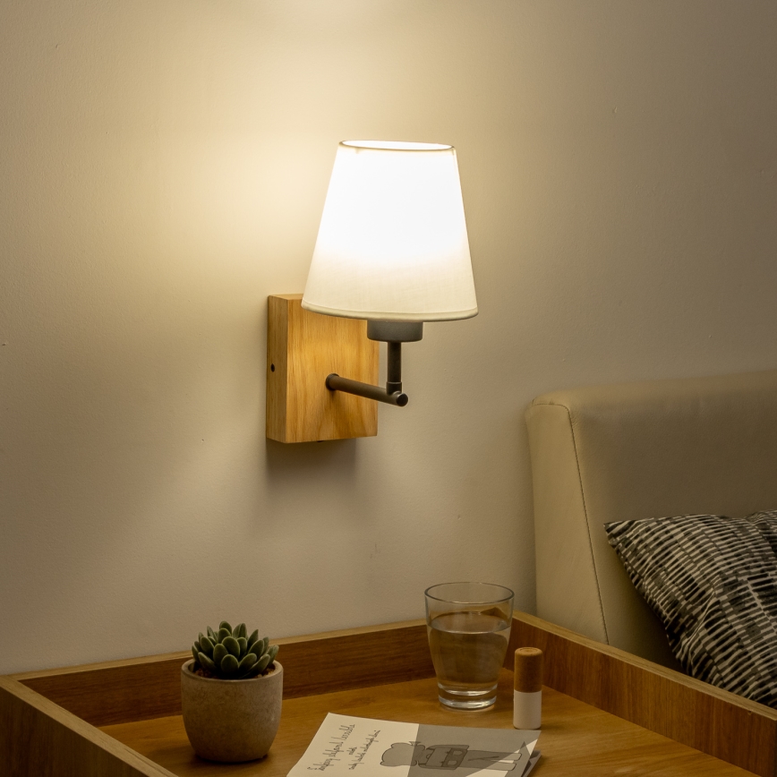 Brilagi - Candeeiro de parede NUBILA WOOD 1xE27/25W/230V carvalho/branco