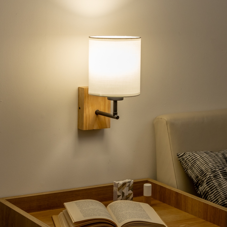Brilagi - Candeeiro de parede NUBILA WOOD 1xE27/25W/230V carvalho/branco