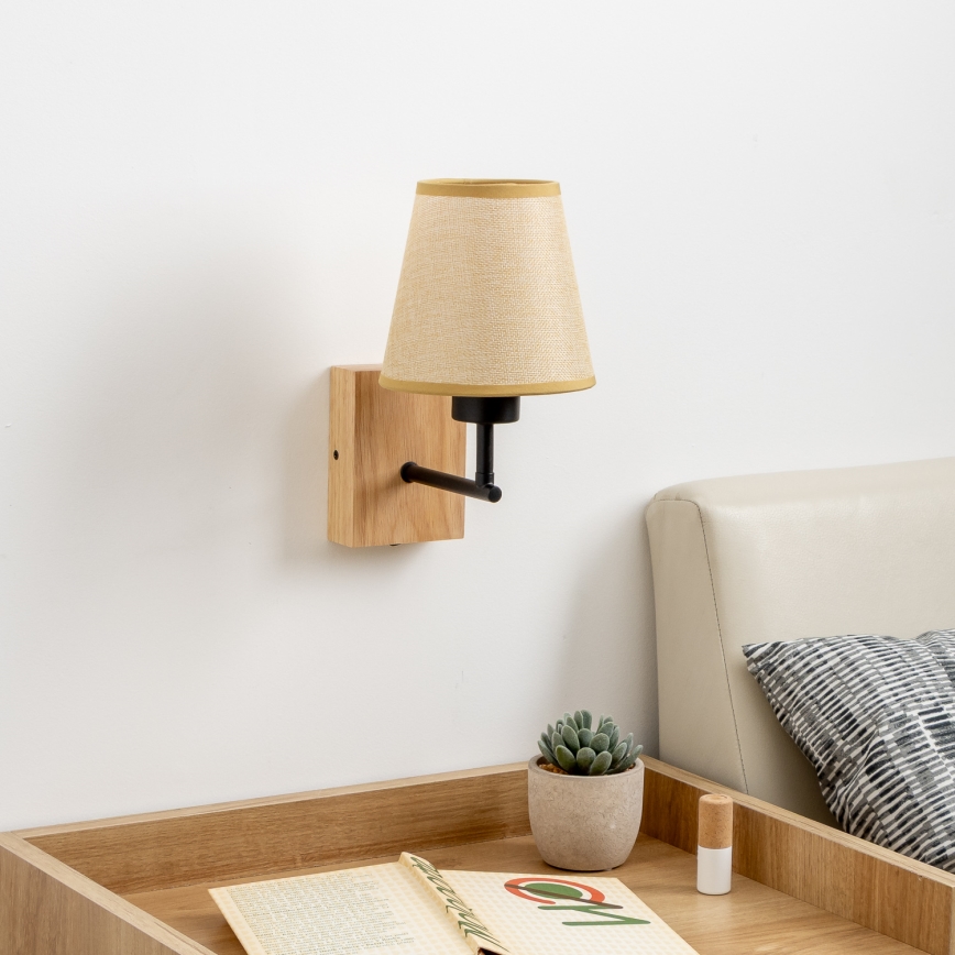 Brilagi - Candeeiro de parede NUBILA WOOD 1xE27/25W/230V carvalho/castanho claro