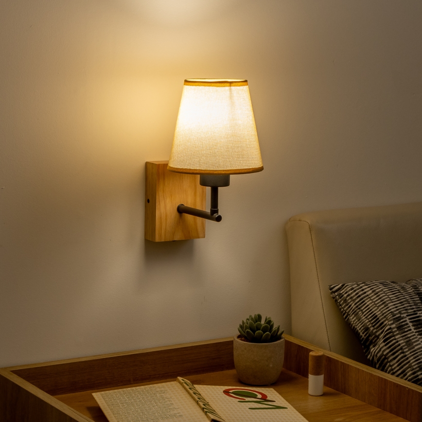 Brilagi - Candeeiro de parede NUBILA WOOD 1xE27/25W/230V carvalho/castanho claro
