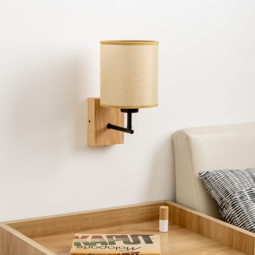 Brilagi - Candeeiro de parede NUBILA WOOD 1xE27/25W/230V carvalho/castanho claro