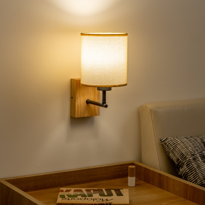 Brilagi - Candeeiro de parede NUBILA WOOD 1xE27/25W/230V carvalho/castanho claro