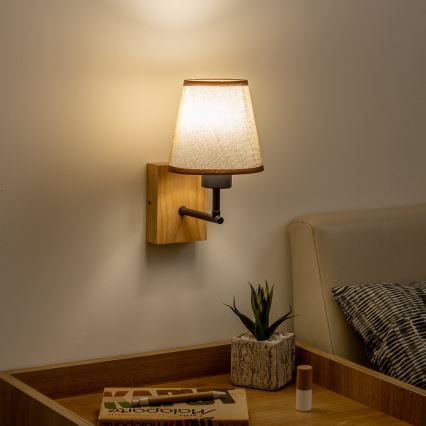 Brilagi - Candeeiro de parede NUBILA WOOD 1xE27/25W/230V carvalho/castanho