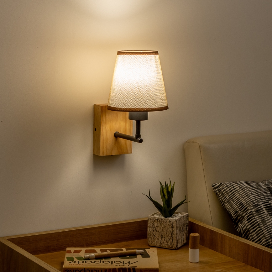 Brilagi - Candeeiro de parede NUBILA WOOD 1xE27/25W/230V carvalho/castanho