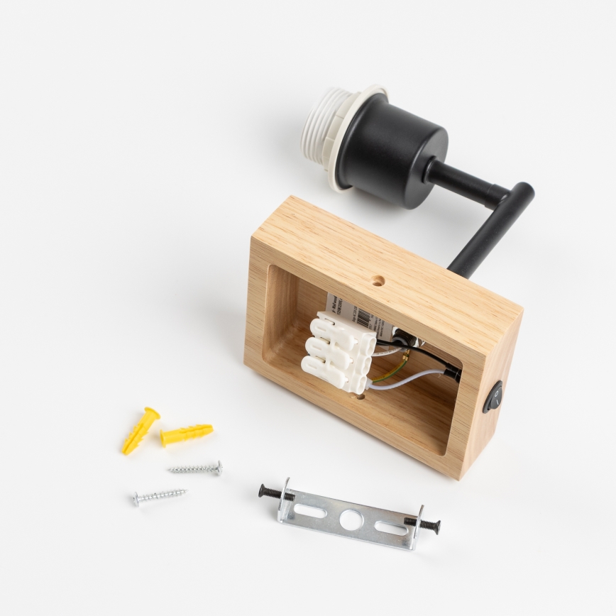 Brilagi - Candeeiro de parede NUBILA WOOD 1xE27/25W/230V carvalho/castanho