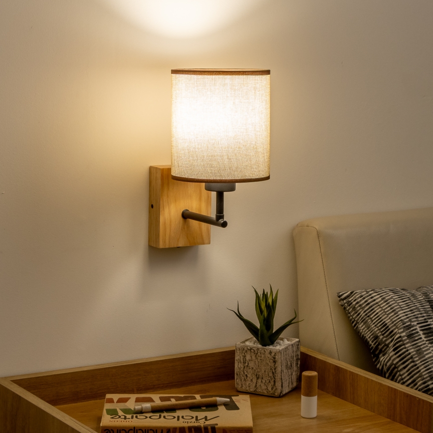 Brilagi - Candeeiro de parede NUBILA WOOD 1xE27/25W/230V carvalho/castanho