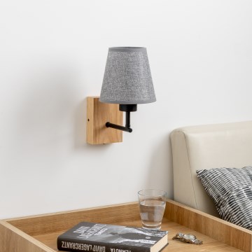 Brilagi - Candeeiro de parede NUBILA WOOD 1xE27/25W/230V carvalho/cinzento