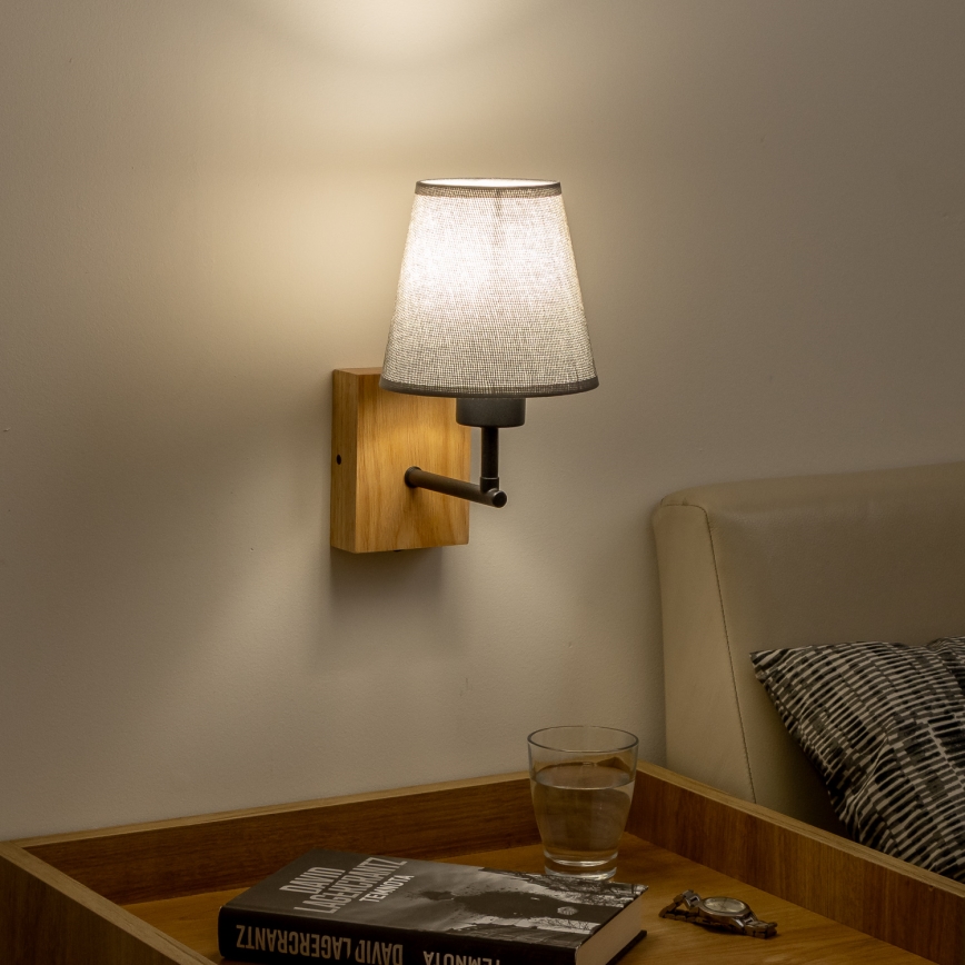 Brilagi - Candeeiro de parede NUBILA WOOD 1xE27/25W/230V carvalho/cinzento