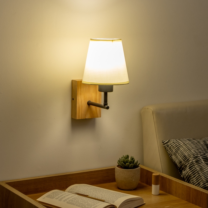 Brilagi - Candeeiro de parede NUBILA WOOD 1xE27/25W/230V carvalho/creme