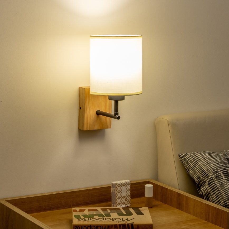 Brilagi - Candeeiro de parede NUBILA WOOD 1xE27/25W/230V carvalho/preto/creme