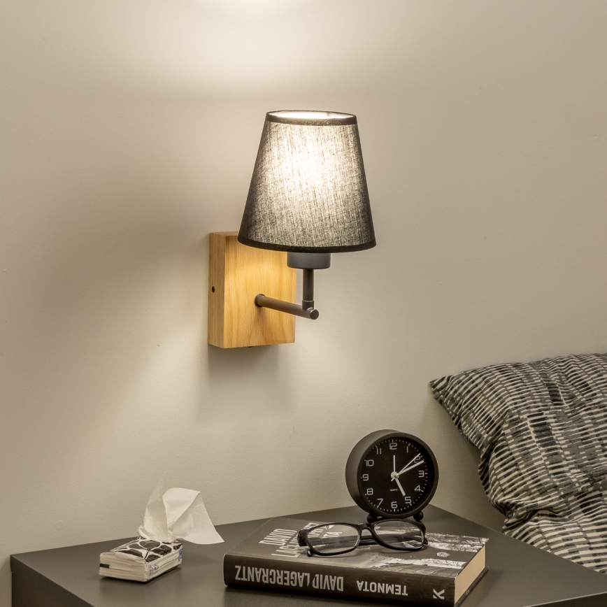 Brilagi - Candeeiro de parede NUBILA WOOD 1xE27/25W/230V carvalho/preto